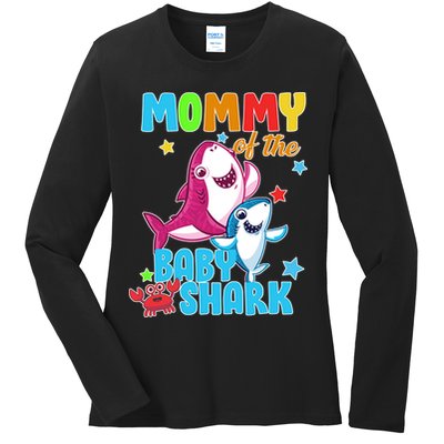 Mommy Of The Baby Shark Ladies Long Sleeve Shirt