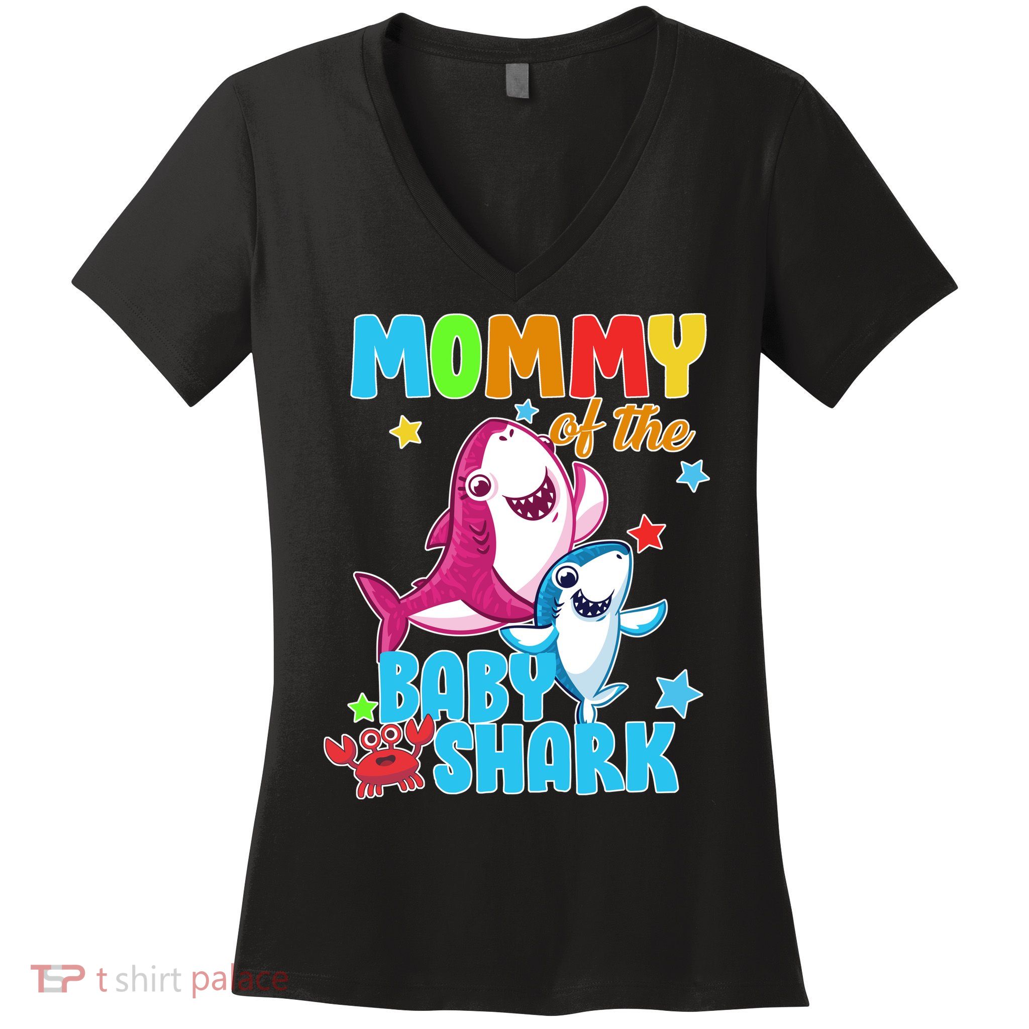Mommy Of The Baby Shark Women's V-Neck T-Shirt