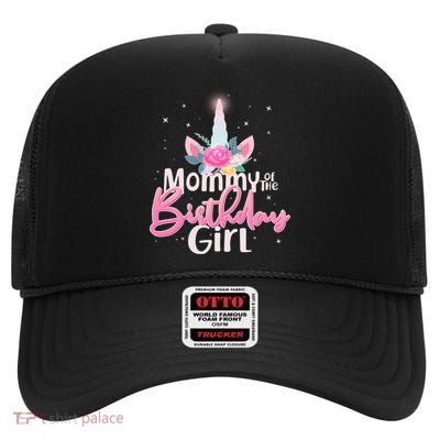 Mommy of the Birthday Girl Magical Unicorn High Crown Mesh Back Trucker Hat