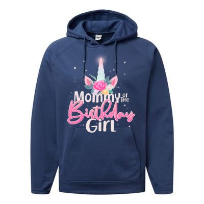 Mommy of the Birthday Girl Magical Unicorn Performance Fleece Hoodie