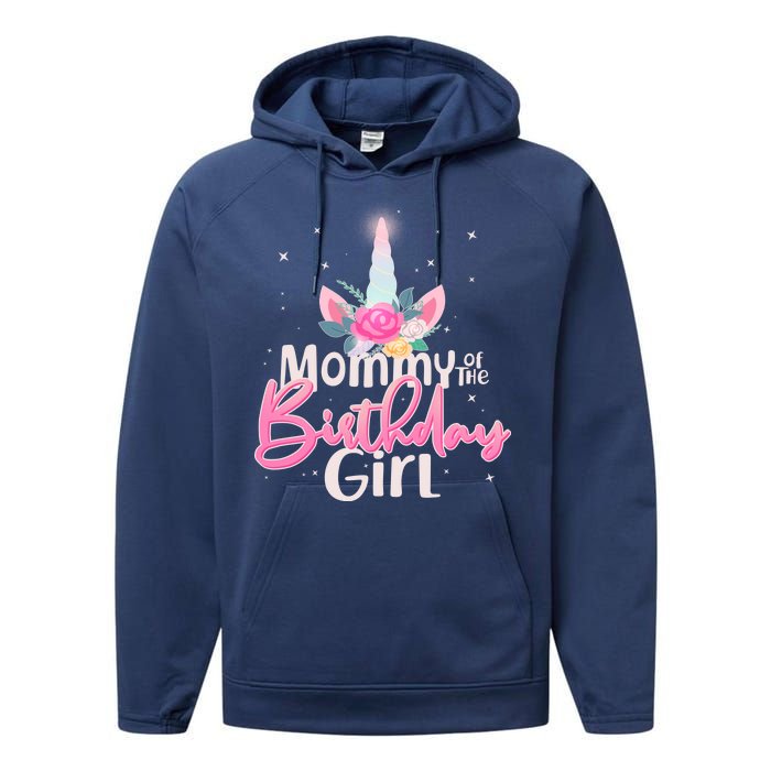 Mommy of the Birthday Girl Magical Unicorn Performance Fleece Hoodie