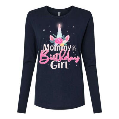 Mommy of the Birthday Girl Magical Unicorn Womens Cotton Relaxed Long Sleeve T-Shirt