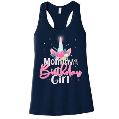 Mommy of the Birthday Girl Magical Unicorn Women's Racerback Tank