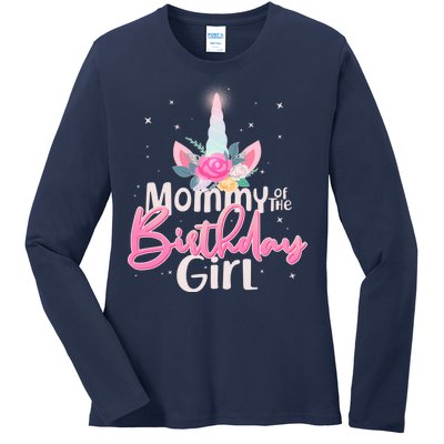 Mommy of the Birthday Girl Magical Unicorn Ladies Long Sleeve Shirt