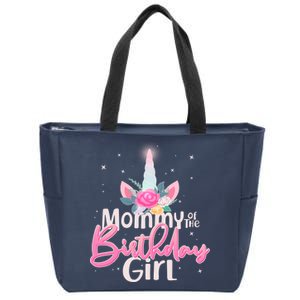 Mommy of the Birthday Girl Magical Unicorn Zip Tote Bag