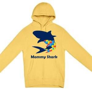 Mommy Shark Autism Awareness  Premium Pullover Hoodie