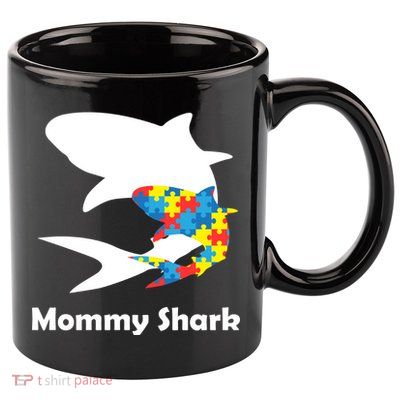 Mommy Shark Autism Awareness  11oz C Handle Ceramic Mug