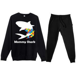 Mommy Shark Autism Awareness  Premium Crewneck Sweatsuit Set