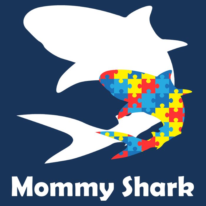 Mommy Shark Autism Awareness  7 Panel Mesh Trucker Snapback Hat