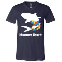 Mommy Shark Autism Awareness  V-Neck T-Shirt