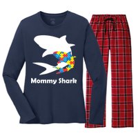 Mommy Shark Autism Awareness  Women's Long Sleeve Flannel Pajama Set 