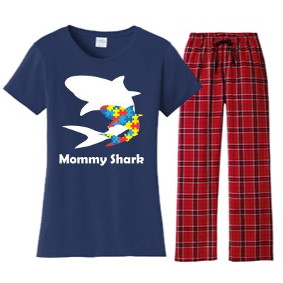 Mommy Shark Autism Awareness  Women's Flannel Pajama Set