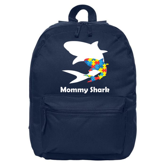 Mommy Shark Autism Awareness  16 in Basic Backpack