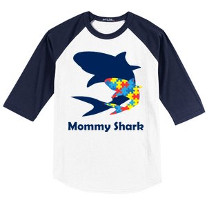 Mommy Shark Autism Awareness  Baseball Sleeve Shirt