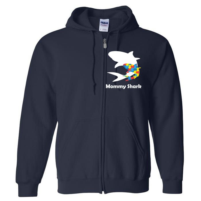 Mommy Shark Autism Awareness  Full Zip Hoodie