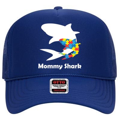 Mommy Shark Autism Awareness  High Crown Mesh Back Trucker Hat