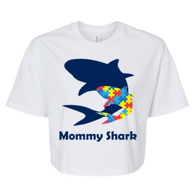 Mommy Shark Autism Awareness  Bella+Canvas Jersey Crop Tee