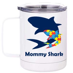 Mommy Shark Autism Awareness  12 oz Stainless Steel Tumbler Cup