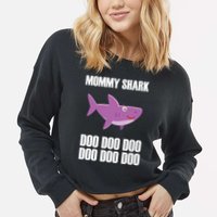 Mommy Shark Doo Cropped Pullover Crew