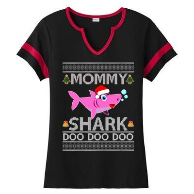 Mommy Shark Doo Doo Cute Ugly Christmas Ladies Halftime Notch Neck Tee