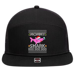 Mommy Shark Doo Doo Cute Ugly Christmas 7 Panel Mesh Trucker Snapback Hat