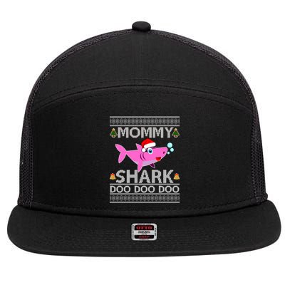 Mommy Shark Doo Doo Cute Ugly Christmas 7 Panel Mesh Trucker Snapback Hat