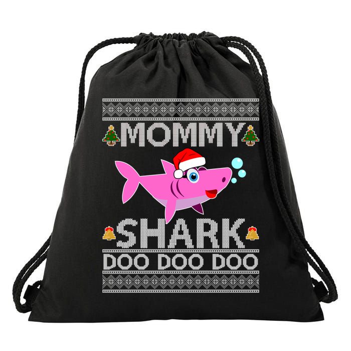 Mommy Shark Doo Doo Cute Ugly Christmas Drawstring Bag