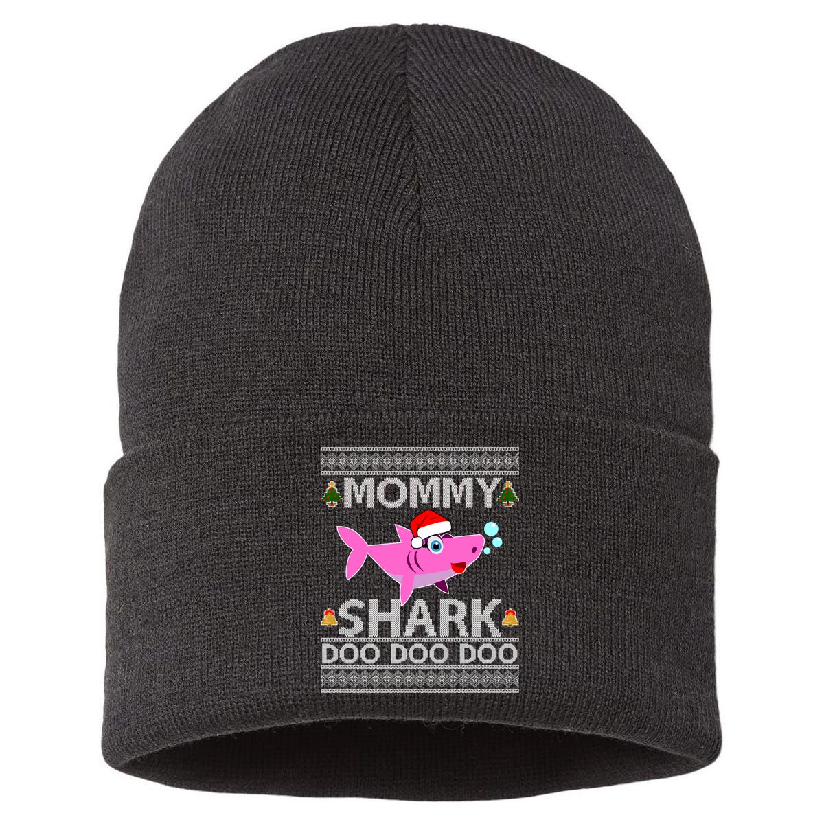 Mommy Shark Doo Doo Cute Ugly Christmas Sustainable Knit Beanie