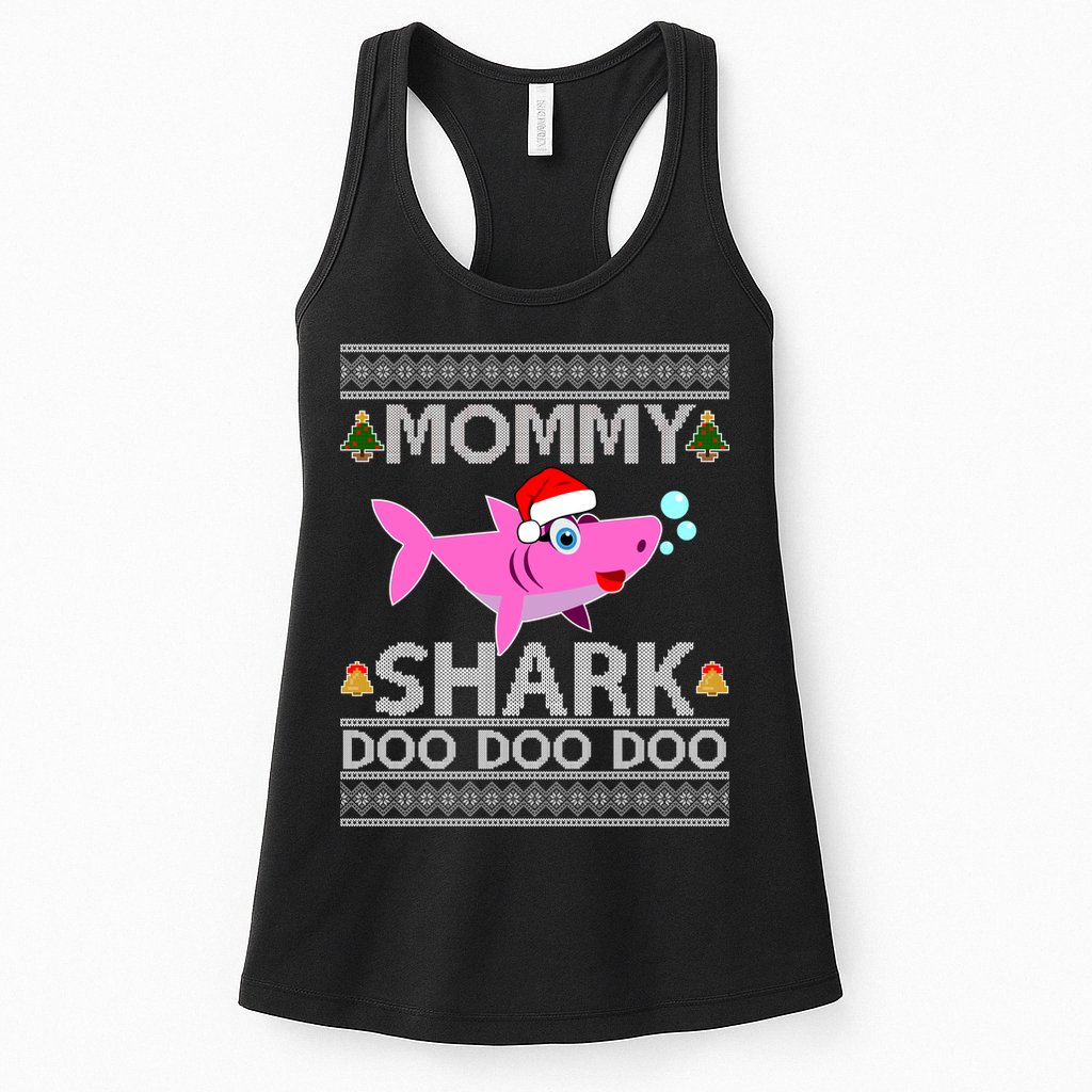 Mommy Shark Doo Doo Cute Ugly Christmas Womens Tank Top