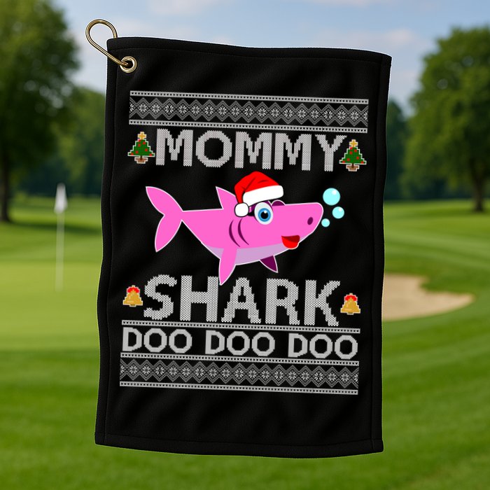 Mommy Shark Doo Doo Cute Ugly Christmas Golf Towel