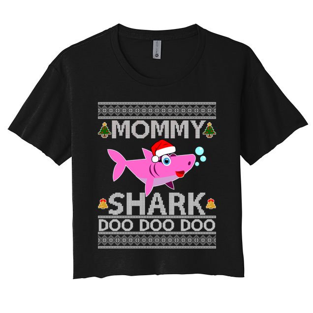 Mommy Shark Doo Doo Cute Ugly Christmas Crop Top