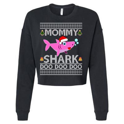 Mommy Shark Doo Doo Cute Ugly Christmas Cropped Pullover Crew