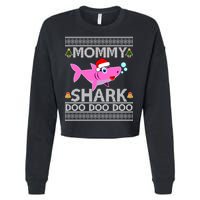 Mommy Shark Doo Doo Cute Ugly Christmas Cropped Pullover Crew