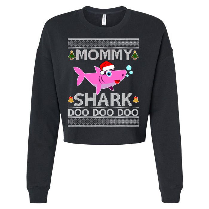 Mommy Shark Doo Doo Cute Ugly Christmas Cropped Pullover Crew