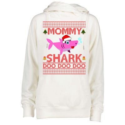 Mommy Shark Doo Doo Cute Ugly Christmas Womens Funnel Neck Pullover Hood