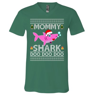 Mommy Shark Doo Doo Cute Ugly Christmas V-Neck T-Shirt