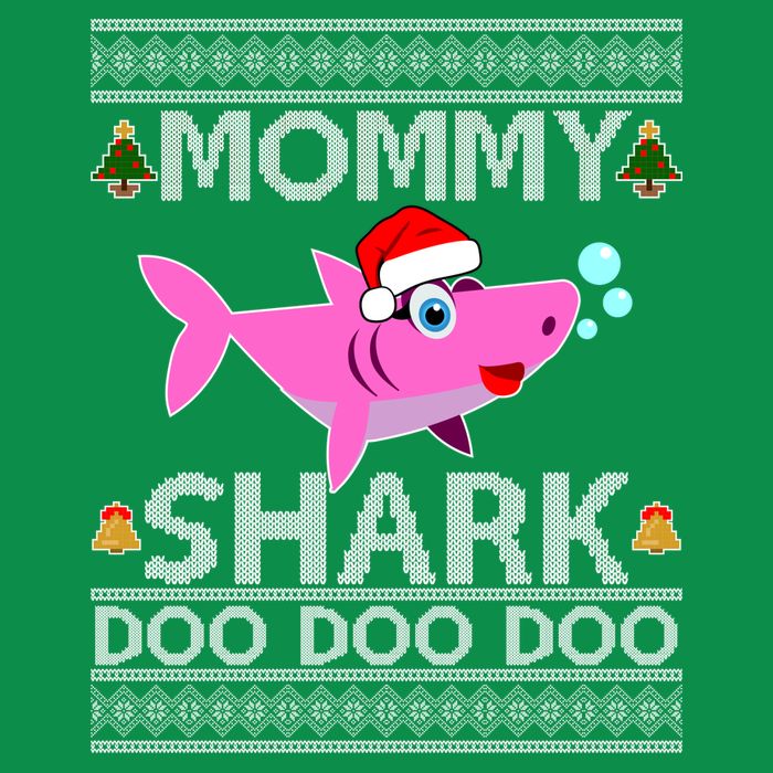Mommy Shark Doo Doo Cute Ugly Christmas Button