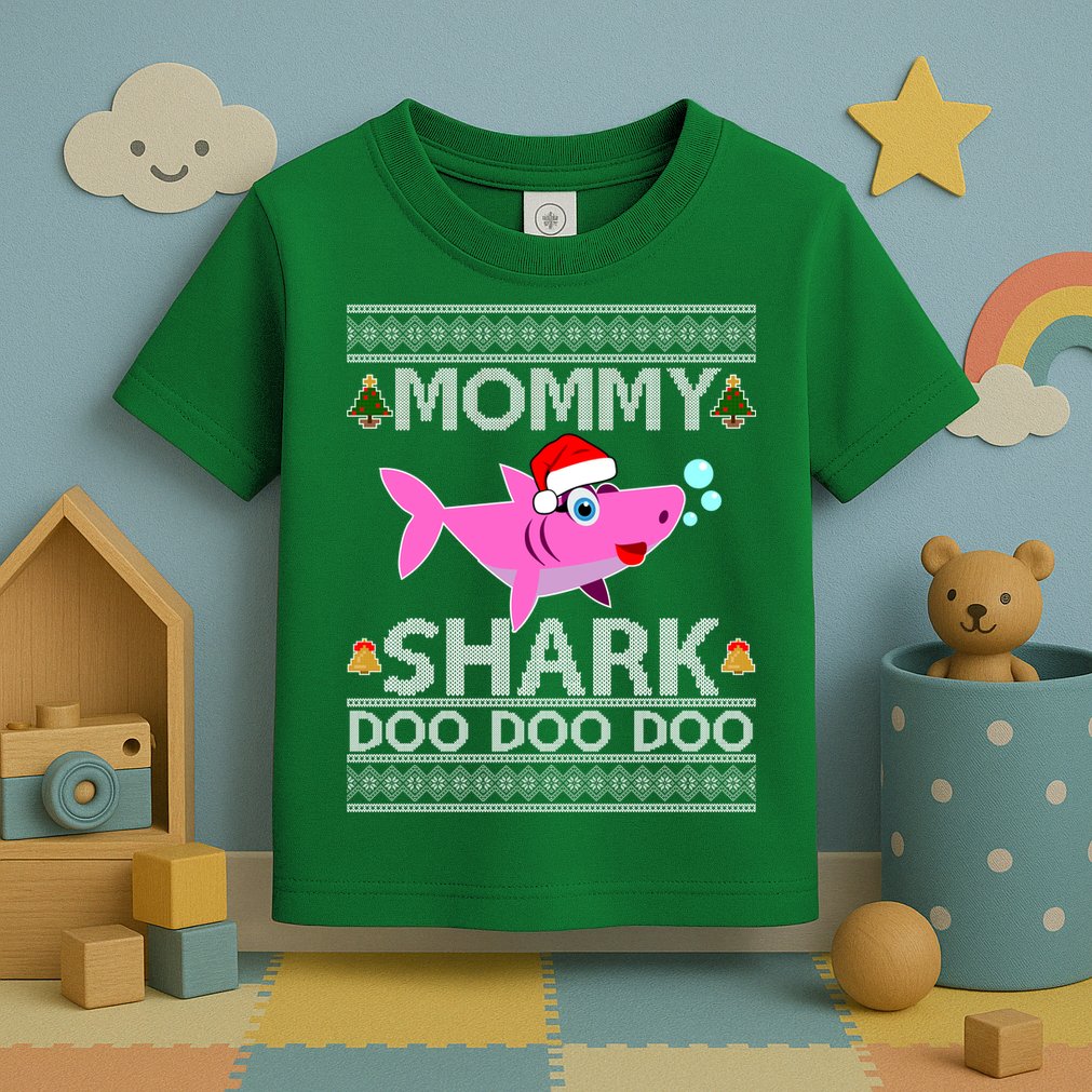 Mommy Shark Doo Doo Cute Ugly Christmas Toddler T-Shirt
