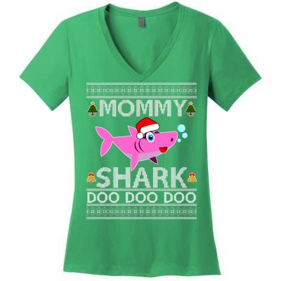 Mommy Shark Doo Doo Cute Ugly Christmas Women's V-Neck T-Shirt