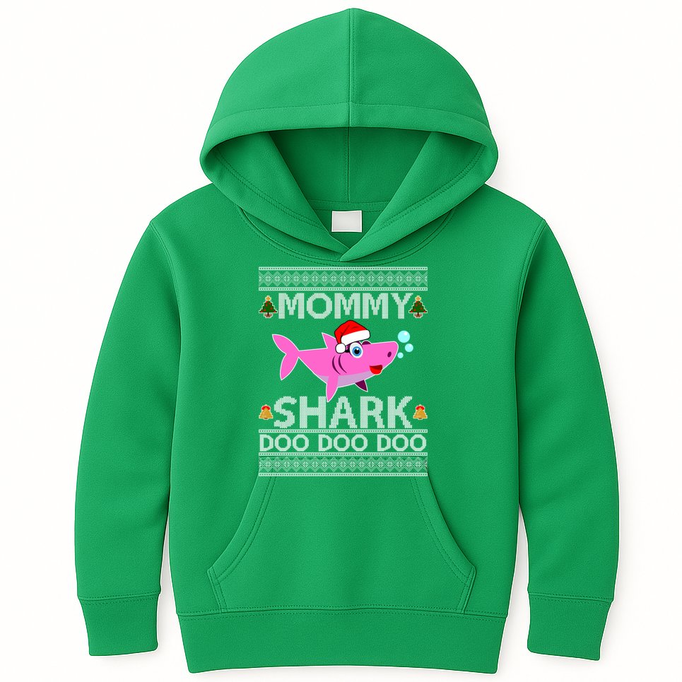 Mommy Shark Doo Doo Cute Ugly Christmas Kids Hoodie