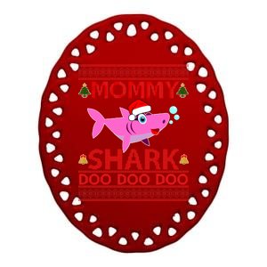 Mommy Shark Doo Doo Cute Ugly Christmas Ceramic Oval Ornament