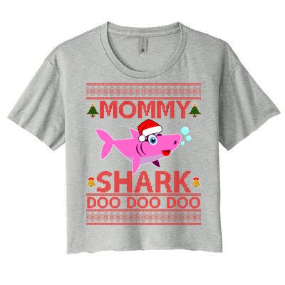 Mommy Shark Doo Doo Cute Ugly Christmas Women's Crop Top Tee