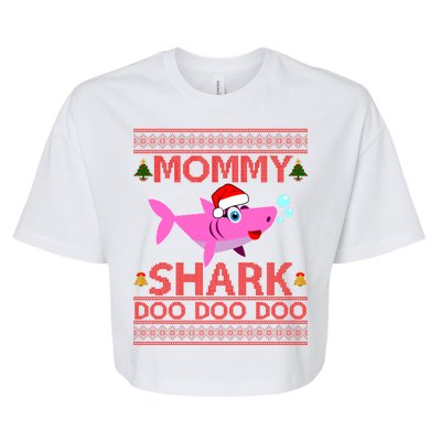 Mommy Shark Doo Doo Cute Ugly Christmas Bella+Canvas Jersey Crop Tee