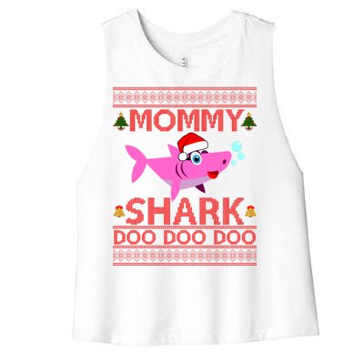 Mommy Shark Doo Doo Cute Ugly Christmas Women's Racerback Cropped Tank