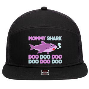 Mommy Shark Doo Doo Doo 7 Panel Mesh Trucker Snapback Hat