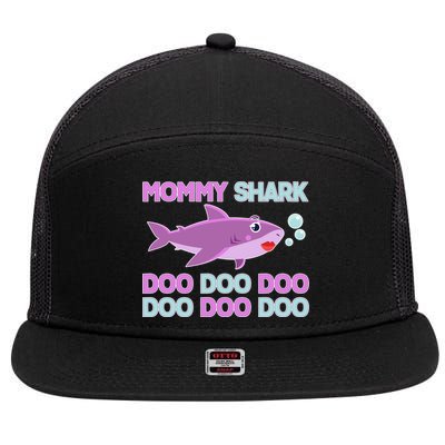 Mommy Shark Doo Doo Doo 7 Panel Mesh Trucker Snapback Hat