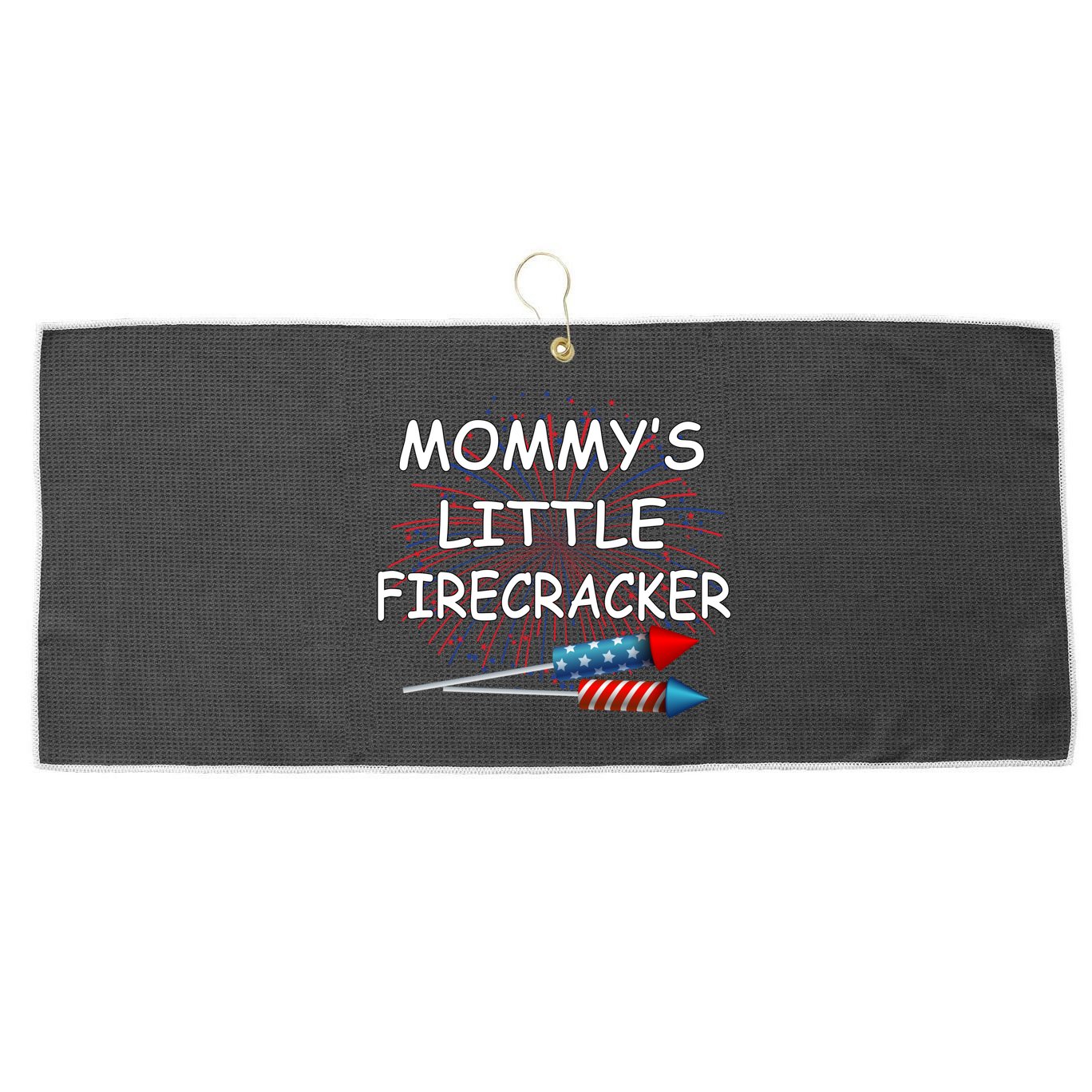 Mommy's little Firecracker Large Microfiber Waffle Golf Towel