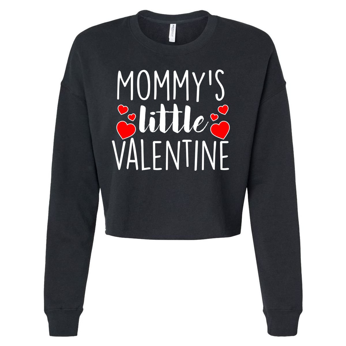 Mommy's Little Valentine Hearts Love Cropped Pullover Crew