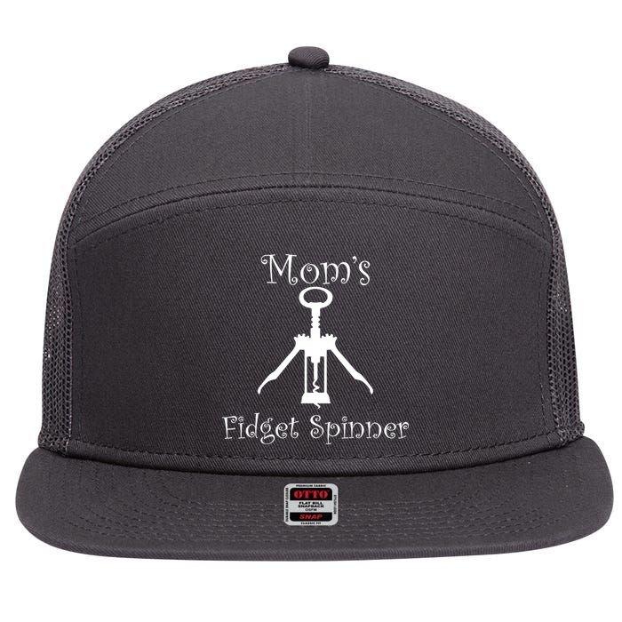Mom's Fidget Spinner Wine Bottle Opener 7 Panel Mesh Trucker Snapback Hat