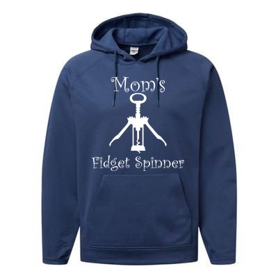 Mom's Fidget Spinner Wine Bottle Opener Performance Fleece Hoodie